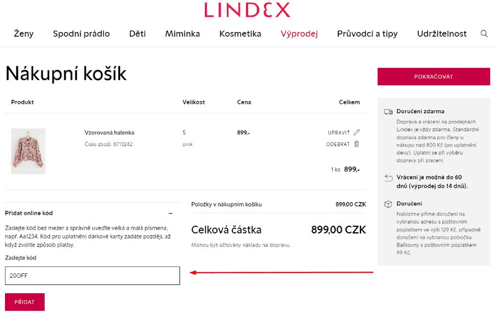slevový kód Lindex