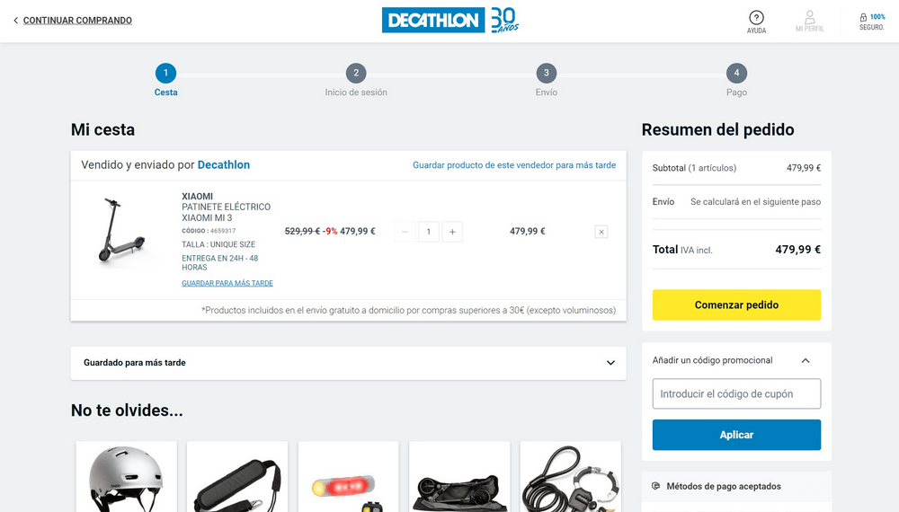 cómo ingresar el código de cupón de decathlon