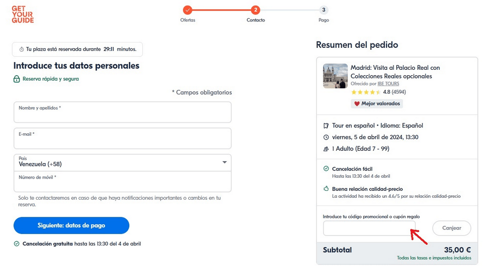 cómo ahorrar con el cupón GetYourGuide