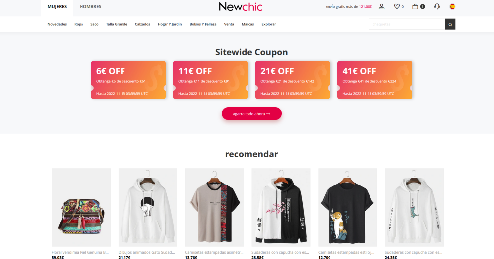 dónde encontrar el código de promoción de newchic