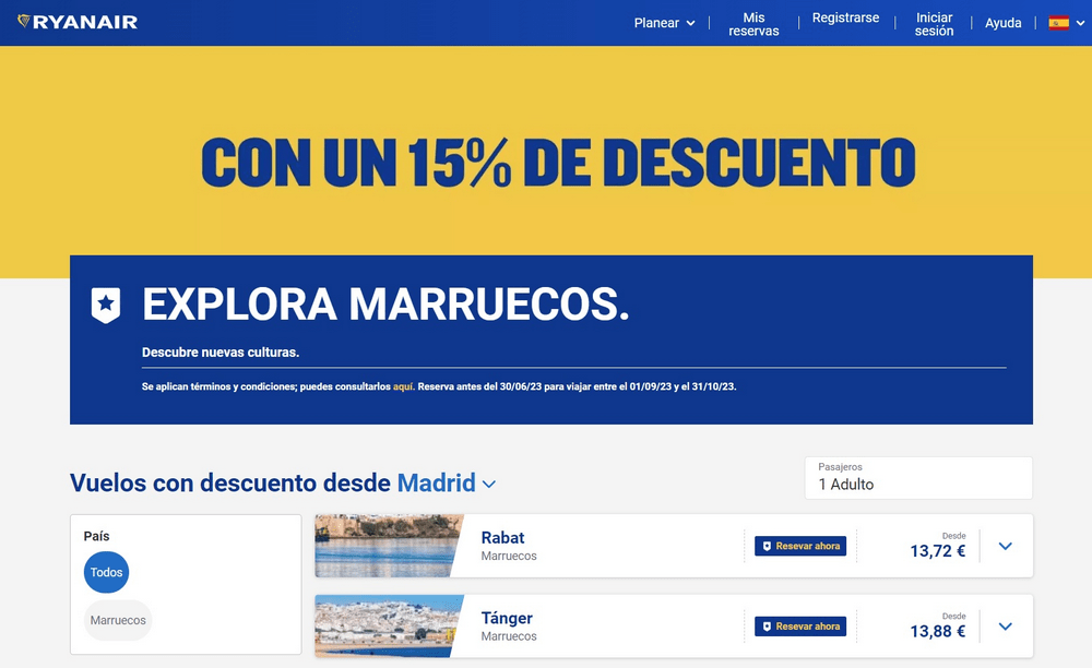 cupon descuento Ryanair