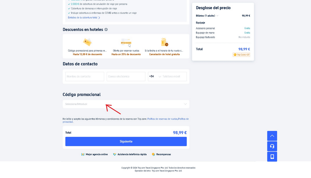 código promoción Trip.com