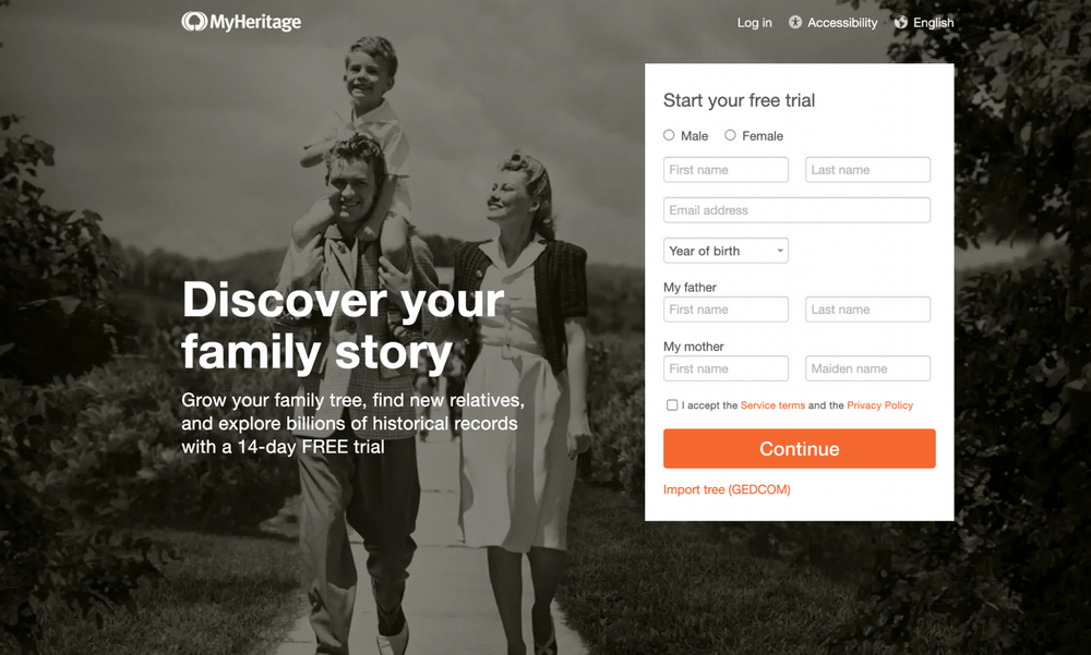 how to get myheritage free trial