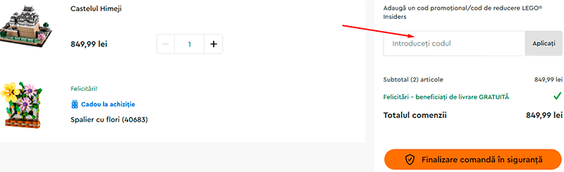 Cum se folosește codul de reducere LEGO?
