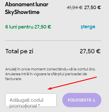 Cum se folosește codul de reducere SkyShowtime?