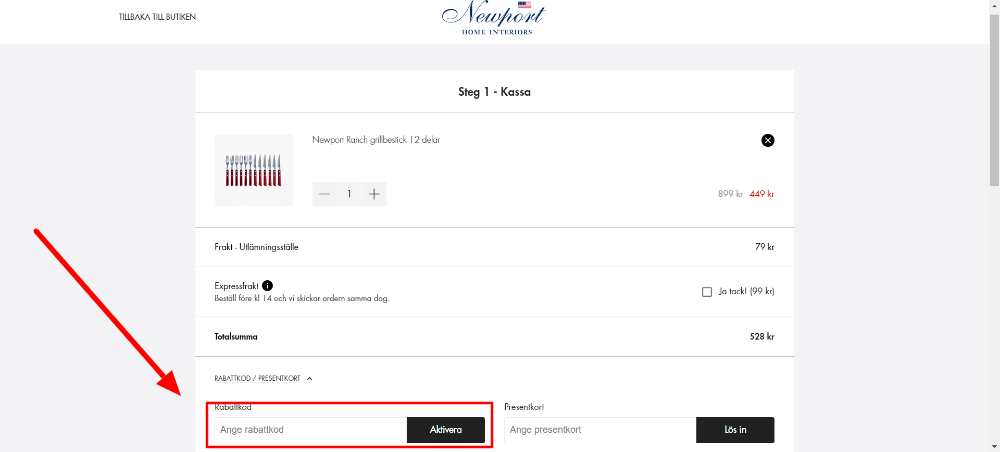 var att registrera newport rabattkod