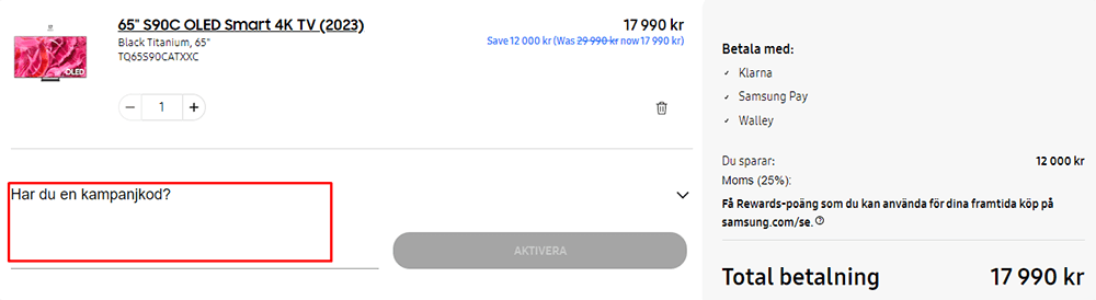 hur man hittar kampanjkod Samsung