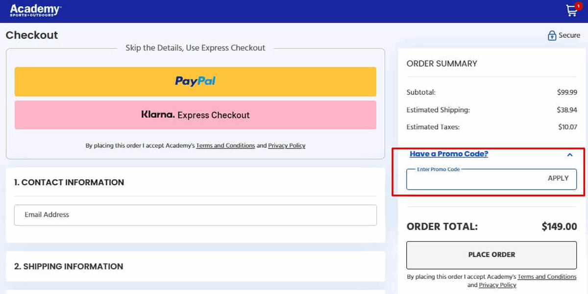 how to apply Academy Sports + Outdoors discount code