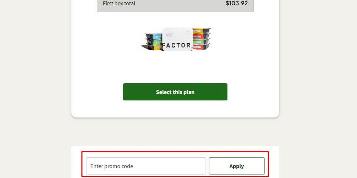 how to apply promo code Factor