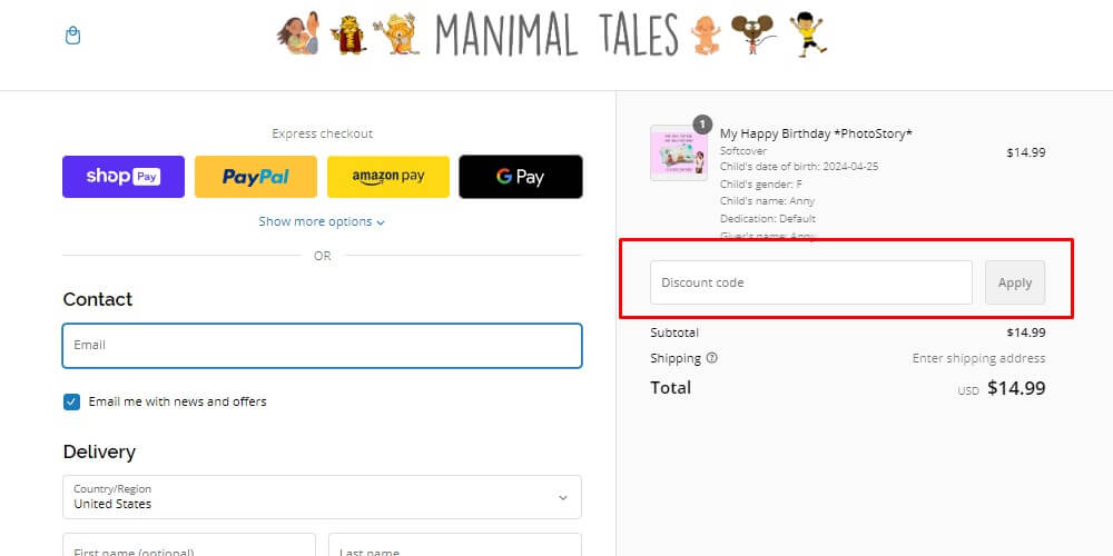 how to apply voucher Manimal Tales