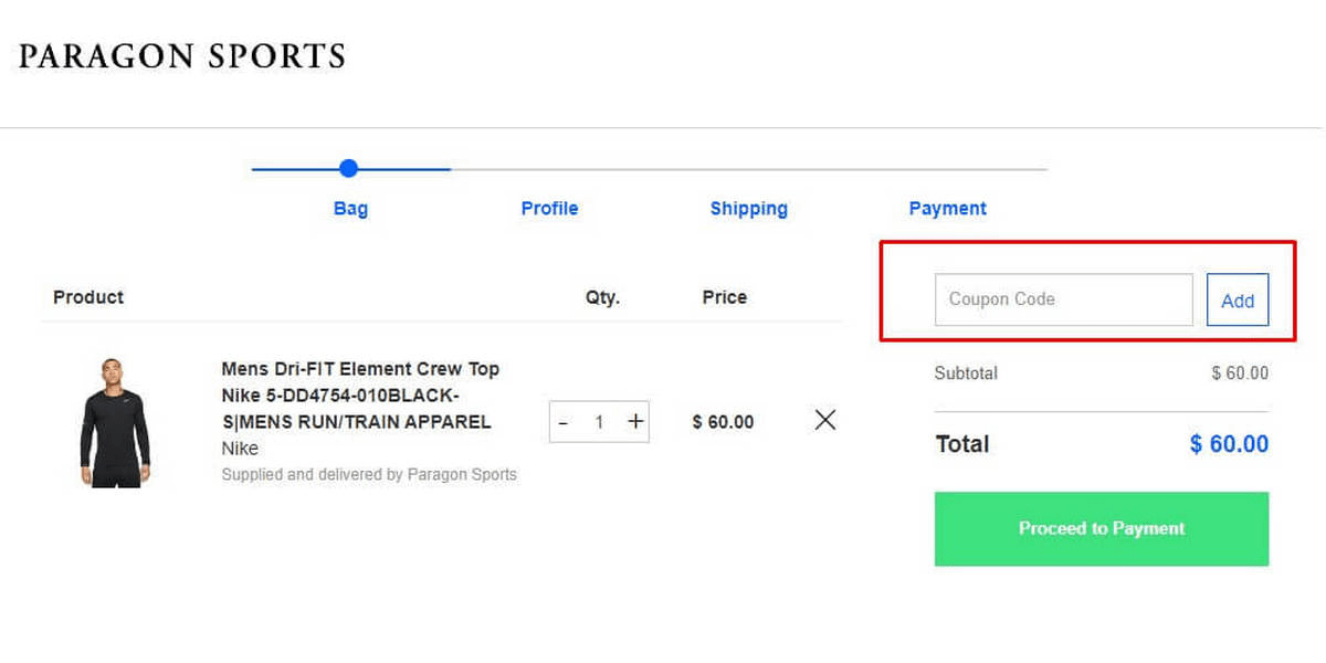 How to apply promo code Paragon Sports