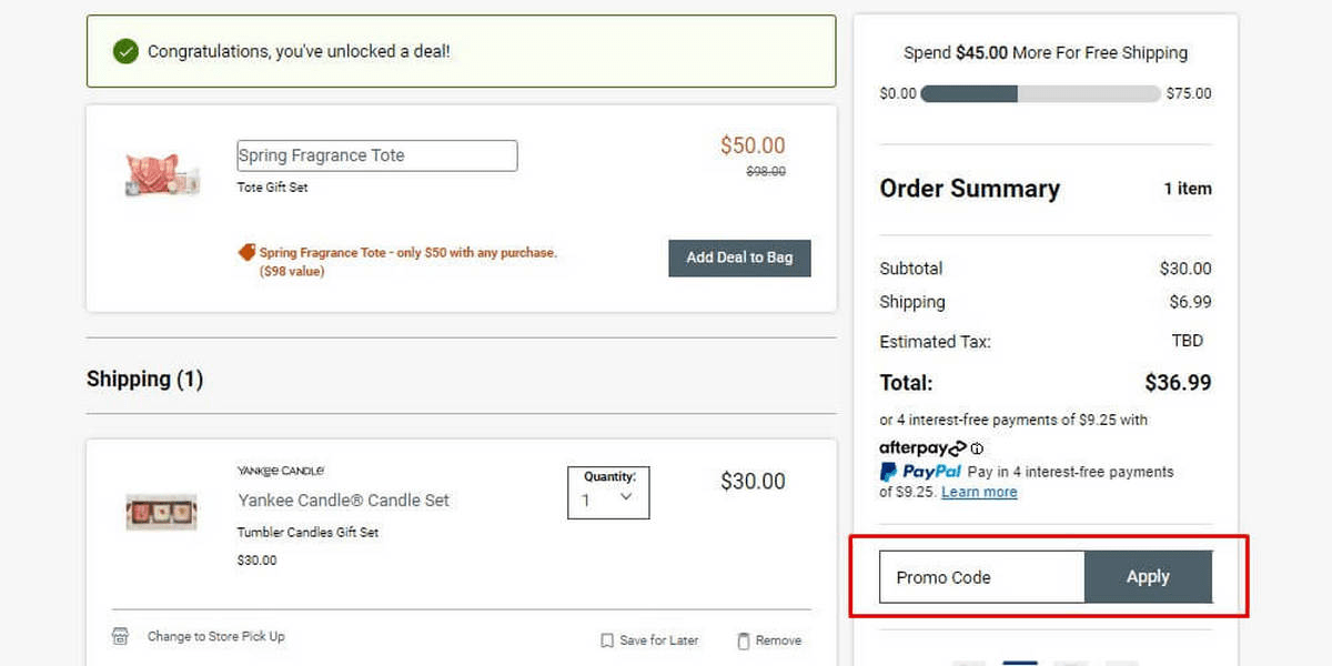 how to apply Yankee Candle discount code